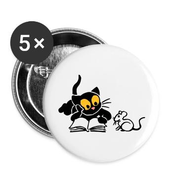 Kitten Lese - Buttons groß 56 mm (5er Pack) - Weiß - Vorne