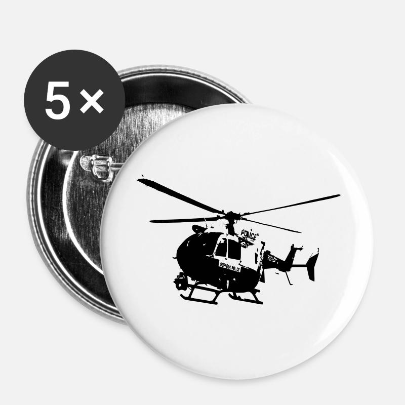 Police helicopters EC145 - Buttons large 2.2''/56 mm (5-pack) - white