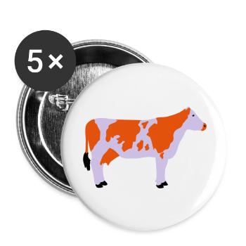 Kuh Vektor gefleckt Seite - Buttons groß 56 mm (5er Pack) - Weiß - Vorne