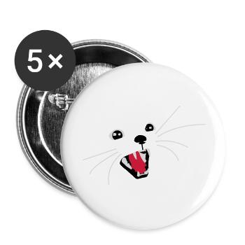 Böse Katze - Buttons groß 56 mm (5er Pack) - Weiß - Vorne