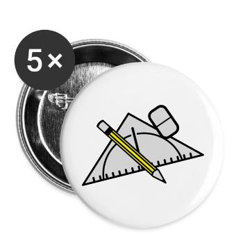 stift_lineal_radiergummi__f3 - Buttons groß 56 mm (5er Pack) - Weiß - Vorne