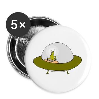 Motif d’amitié OVNI extraterrestre - Lot de 5 grands badges (56 mm) - blanc - Devant