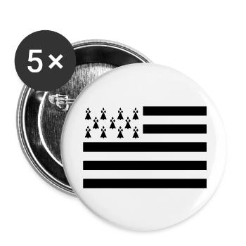 Drapeau Breton - Lot de 5 grands badges (56 mm) - blanc - Devant