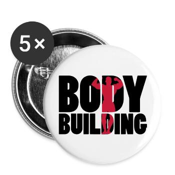 Body Building - Lot de 5 grands badges (56 mm) - blanc - Devant