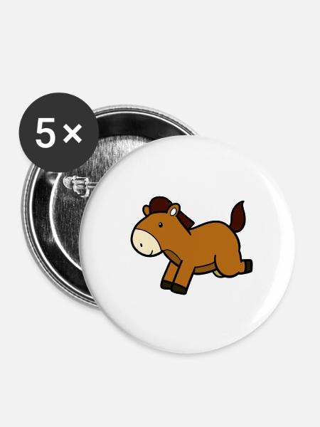 Springendes Pferd - Buttons groß 56 mm (5er Pack) - Weiß