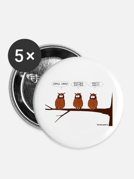 Uhus - Buttons groß 56 mm (5er Pack) - Weiß