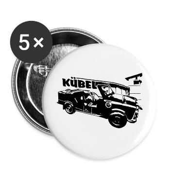 601 Kübel mit Mauer und Turm, Trabi Kübel - Buttons groß 56 mm (5er Pack) - Weiß - Vorne