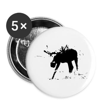 Elch Shirt // Schwedenshirt // Norwegenshirt - Buttons groß 56 mm (5er Pack) - Weiß - Vorne