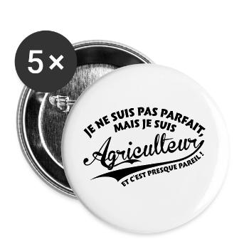 Parfait Agriculteur - Lot de 5 grands badges (56 mm) - blanc - Devant