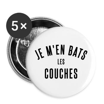couches - Lot de 5 grands badges (56 mm) - blanc - Devant