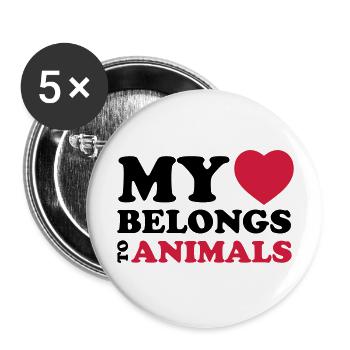 MHBT ANIMALS - Lot de 5 grands badges (56 mm) - blanc - Devant