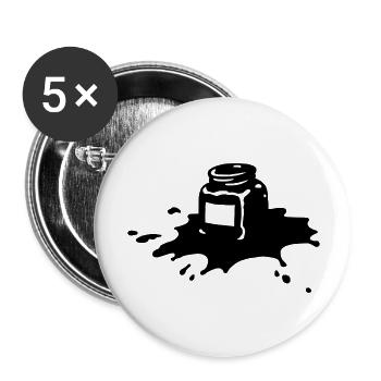Tuschenapf - Buttons groß 56 mm (5er Pack) - Weiß - Vorne