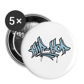 Hip Hop - Buttons groß 56 mm (5er Pack) - Weiß - Vorne