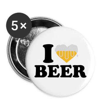 I love beer - Buttons large 2.2''/56 mm (5-pack) - white - Front