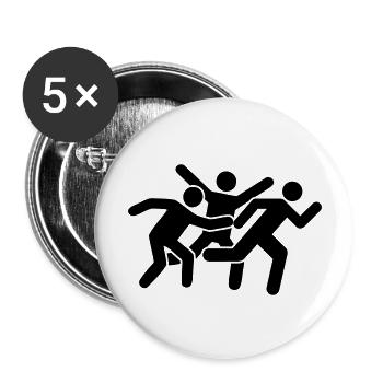 Menschen laufen - Buttons groß 56 mm (5er Pack) - Weiß - Vorne
