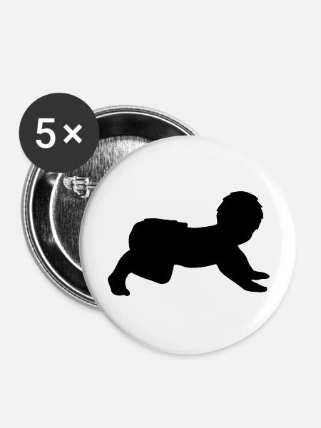 Crawling Baby - Buttons groß 56 mm (5er Pack) - Weiß