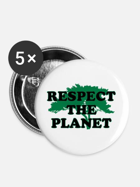 Respect the Planet - Buttons groß 56 mm (5er Pack) - Weiß