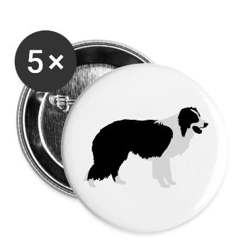 Border Collie - Buttons groß 56 mm (5er Pack) - Weiß - Vorne