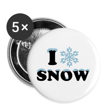 SNOW, winter, I LOVE , snowflake,heart, apres ski - Buttons large 2.2''/56 mm (5-pack) - white - Front