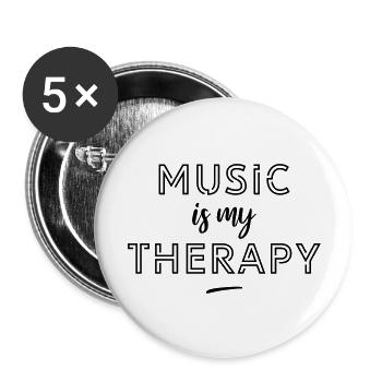 Music is my therapy - Buttons groß 56 mm (5er Pack) - Weiß - Vorne