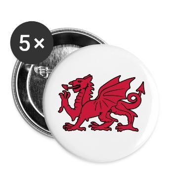 welsh red dragon wales cymru - Buttons large 2.2''/56 mm (5-pack) - white - Front