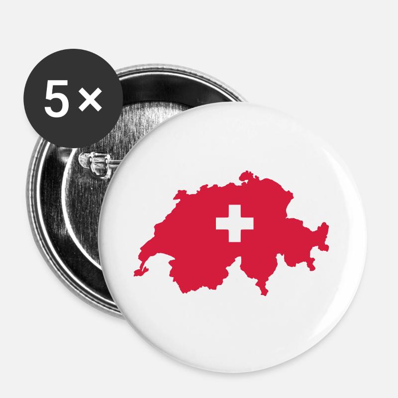 Switzerland - Buttons large 2.2''/56 mm (5-pack) - white