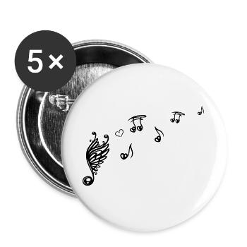 Note musicale avec des ailes et du cœur. - Lot de 5 grands badges (56 mm) - blanc - Devant