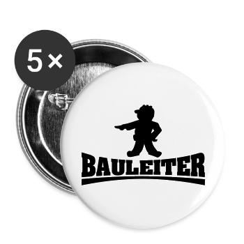 bauleiter4_mit_chefchen - Buttons groß 56 mm (5er Pack) - Weiß - Vorne