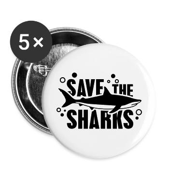 save_the_sharks_f1 - Lot de 5 grands badges (56 mm) - blanc - Devant
