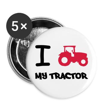 i_love_my_tractor - Buttons groß 56 mm (5er Pack) - Weiß - Vorne
