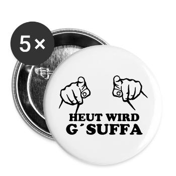 heut_wird_gsuffa - Buttons groß 56 mm (5er Pack) - Weiß - Vorne