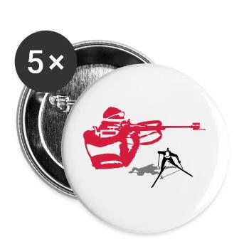 Biathlon - Buttons groß 56 mm (5er Pack) - Weiß - Vorne