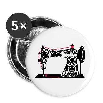 nostalgisch antike Retro Nähmaschine - Buttons groß 56 mm (5er Pack) - Weiß - Vorne