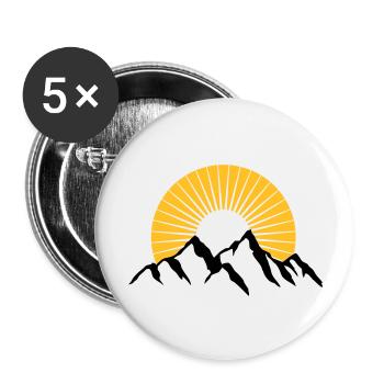 Schöne Berge Mit Sonne - Buttons groß 56 mm (5er Pack) - Weiß - Vorne