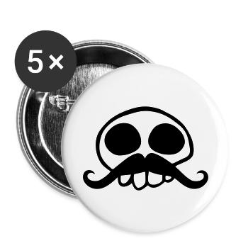 moustachu tête de mort à moustache drôle - Lot de 5 grands badges (56 mm) - blanc - Devant
