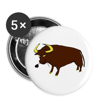 Taureau Basque - Lot de 5 grands badges (56 mm) - blanc - Devant