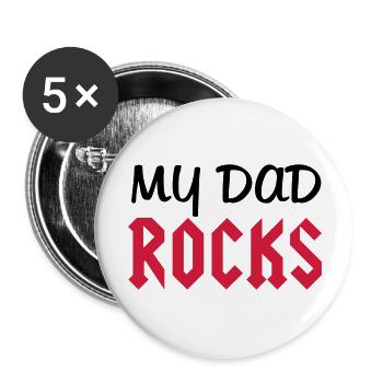 Dad Rocks - Lot de 5 grands badges (56 mm) - blanc - Devant