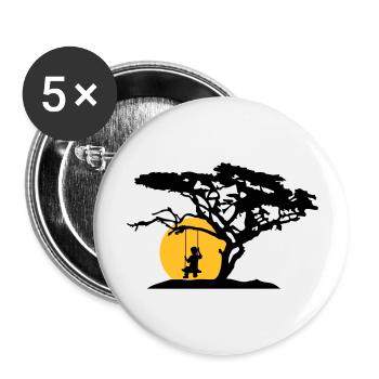 soleil silhouette arbre afrique savane trauri solitaire - Lot de 5 grands badges (56 mm) - blanc - Devant
