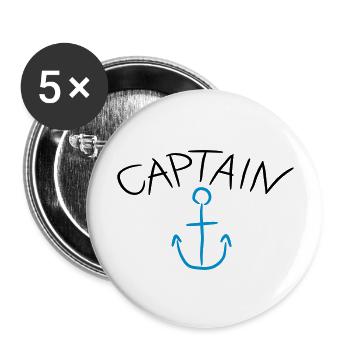 Capitaine ancre Comic Logo - Lot de 5 grands badges (56 mm) - blanc - Devant