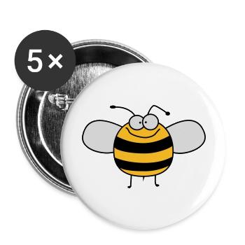 Funny Sweet Baby Bee / Bumble - Buttons large 2.2''/56 mm (5-pack) - white - Front