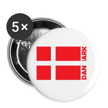 Flag Danmark Denmark Danish Scandinavia - Buttons large 2.2''/56 mm (5-pack) - white - Front