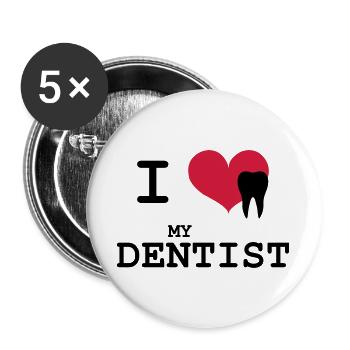 I Love my Dentist - Buttons large 2.2''/56 mm (5-pack) - white - Front