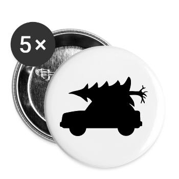 Tannenbaum Weihnachten Auto - Buttons groß 56 mm (5er Pack) - Weiß - Vorne