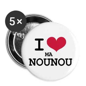 I Love ma Nounou - Lot de 5 grands badges (56 mm) - blanc - Devant