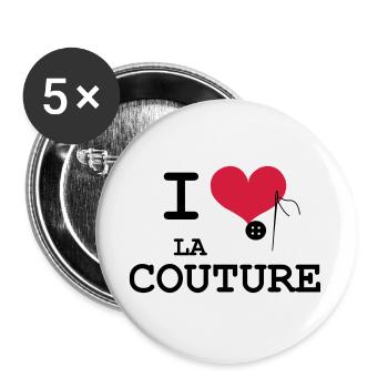 I Love la Couture - Lot de 5 grands badges (56 mm) - blanc - Devant
