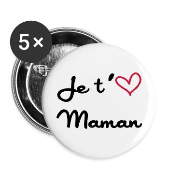 Je t'aime Maman - Lot de 5 grands badges (56 mm) - blanc - Devant