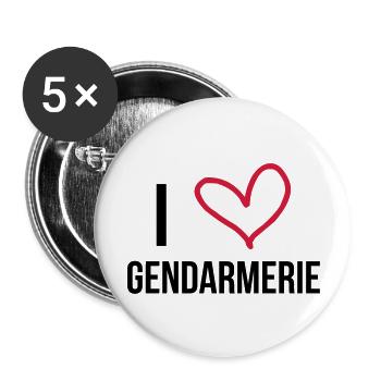 I Love Gendarmerie / Gendarmerie - Lot de 5 grands badges (56 mm) - blanc - Devant