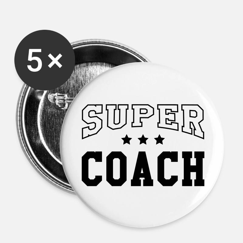 Coach / Coaching / Sport / Training / Trainer - Buttons large 2.2''/56 mm (5-pack) - white