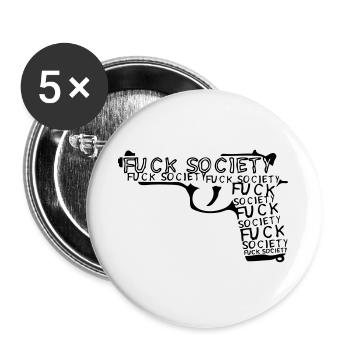 fuck society gun revolver gun - Buttons large 2.2''/56 mm (5-pack) - white - Front