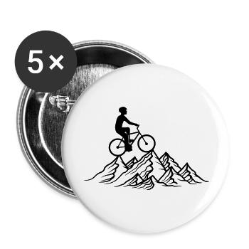bike ride mountain bike mountains mountainous high above - Buttons large 2.2''/56 mm (5-pack) - white - Front
